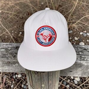 Lazy J Ranch Tejas Americas Patch White Mesh SnapBack Trucker Hat EUC